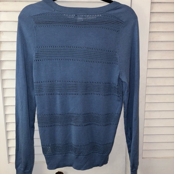 NWT Athleta Pointelle Crewneck Sweater Cottage Blue Small Cozy - Picture 5 of 6